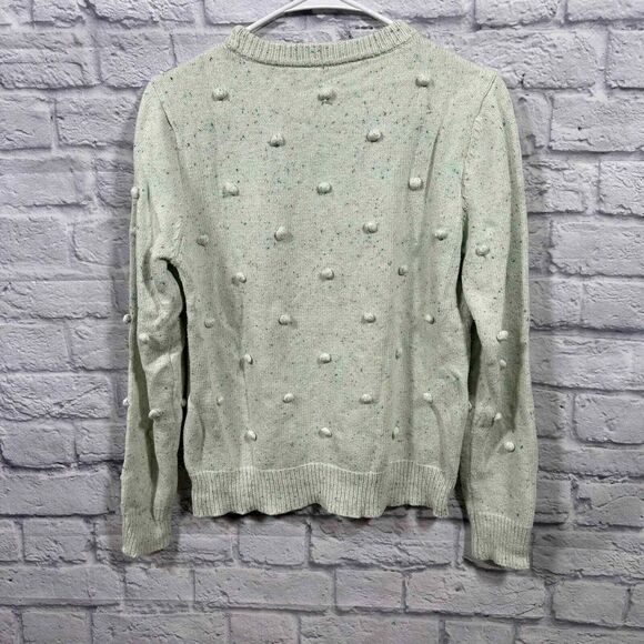 Modcloth Pom Pom Confetti Pullover Sweater Mint Green Crew Neck Size Medium - Picture 3 of 6